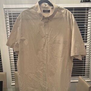Roundtree & Yorke Easy Care Men's Beige Button-Down Shirt Short Sleeve 2XT